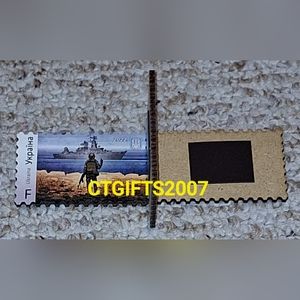 GENUINE Wooden Ukraine Stamp F Refrig. Magnet Russian Warship, Go F *** Y…